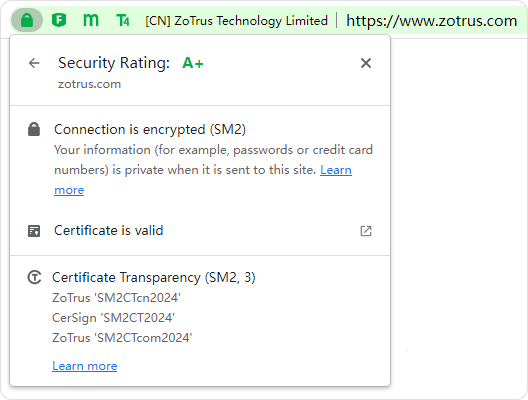For SM2 SSL Certificate that support SM2 CT
